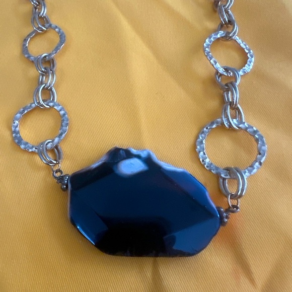 Vintage Agate Slices Goldtone Long Chain Necklace - Picture 6 of 8